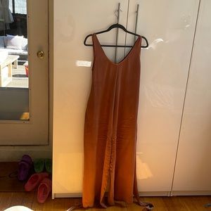 Hatch Silk maternity wide leg jumpsuit- Copper